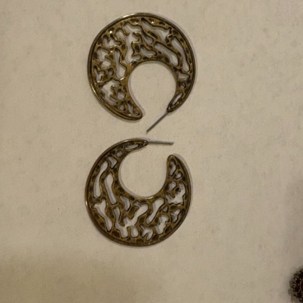 Rustic Tarnished Gold Color Earrings
